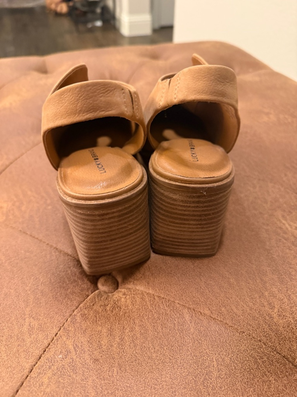 Lucky Brand LP-Ratonda Womens Tan Suede Slingback Block Heel Shoes - Picture 4 of 5